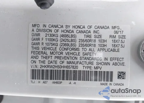 2017 Honda Cr-V Ex from USA, damaged, VIN 2HKRW2H50HH657820